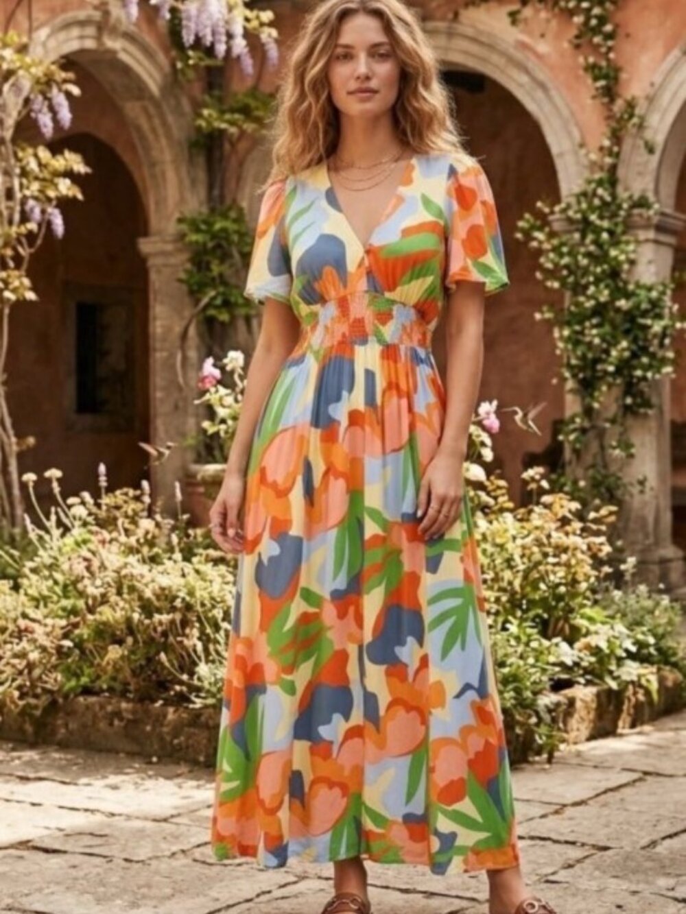 Anthropologie ATL Abel the Label Hilda Floral Print Maxi Dress Size Medium NWT